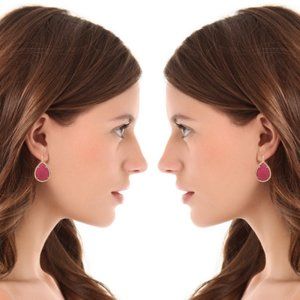 Juicy Couture Raspberry Pave Teardrop French Hooks Earrings